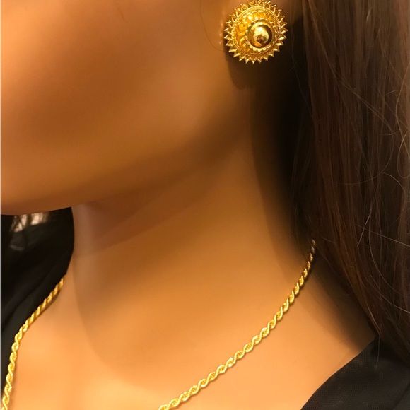 Gold Jewelry Set for Women, African Jewelry Set, Gold Necklace, Gold Earrings - Picture 3 of 9